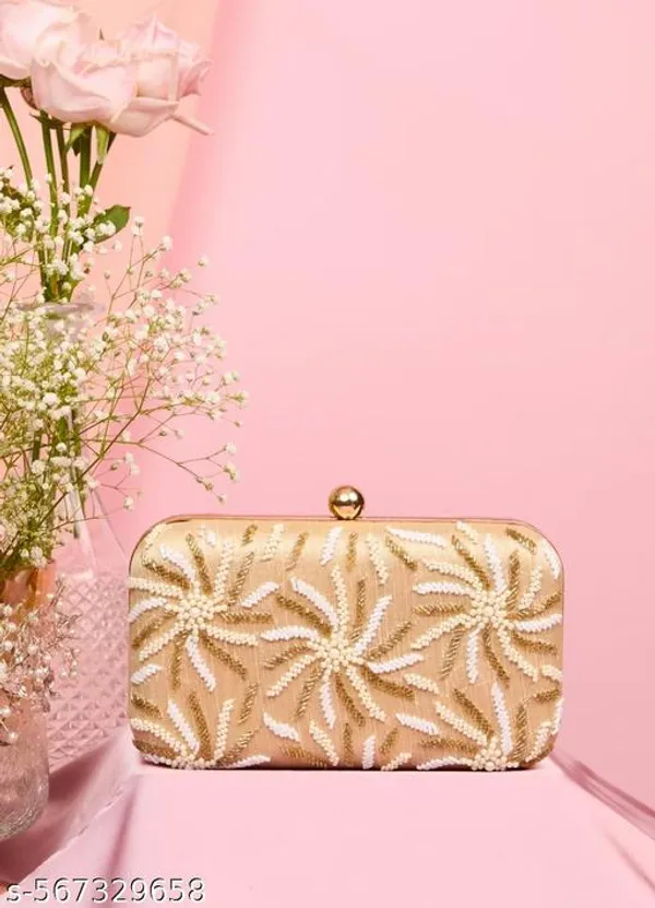Beige_Polyurethane_Clutch_For_Women