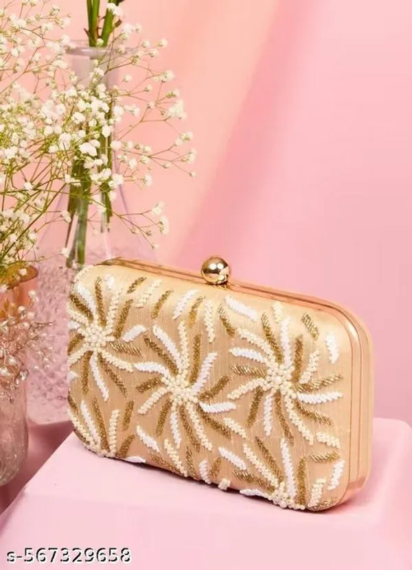 Beige_Polyurethane_Clutch_For_Women
