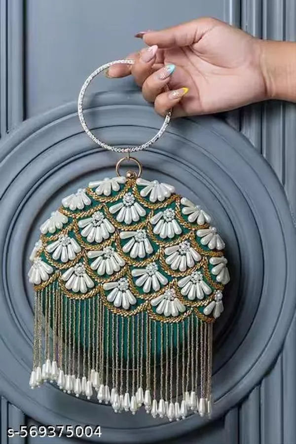 Teal_Polyurethane_Clutch_For_Women