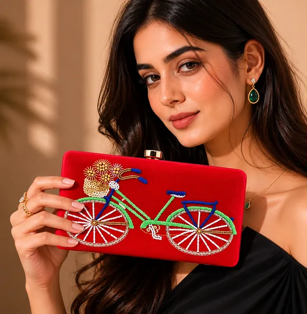 Red_Polyurethane_Clutch_For_Women