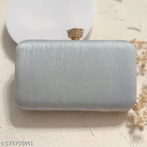 Grey_Polyurethane_Clutch_For_Women