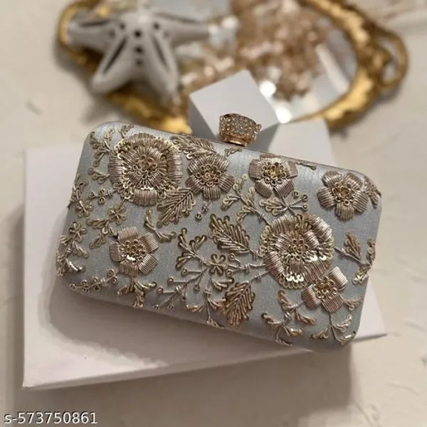 Grey_Polyurethane_Clutch_For_Women