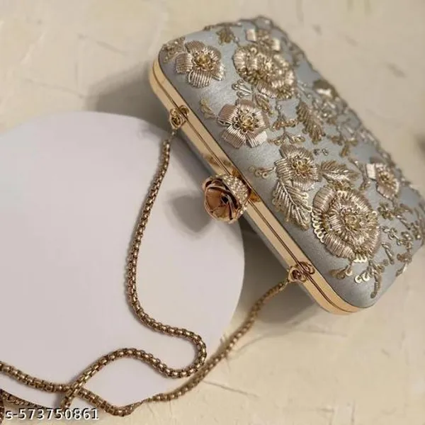 Grey_Polyurethane_Clutch_For_Women