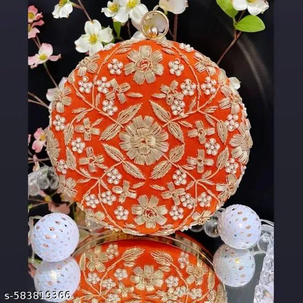Orange_Polyurethane_Clutch_For_Women