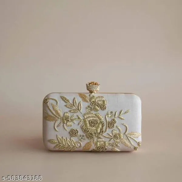 Cream_Polyurethane_Clutch_For_Women