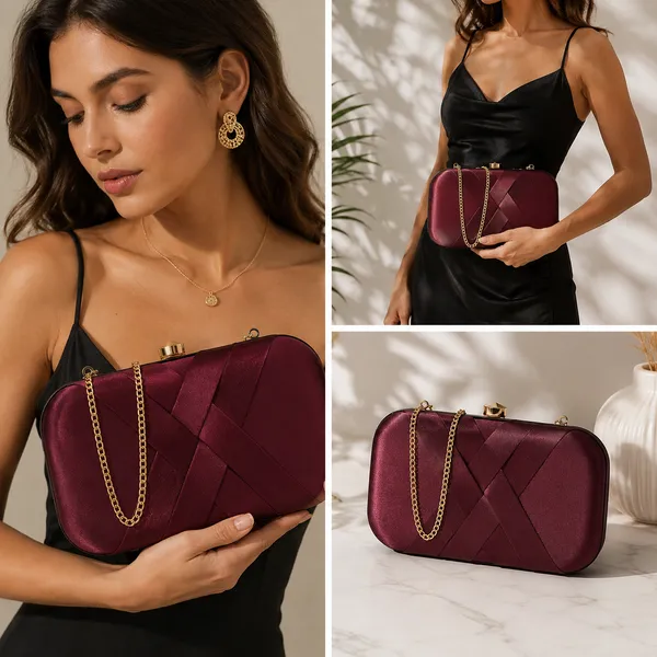 Maroon_Polyurethane_Clutch_For_Women