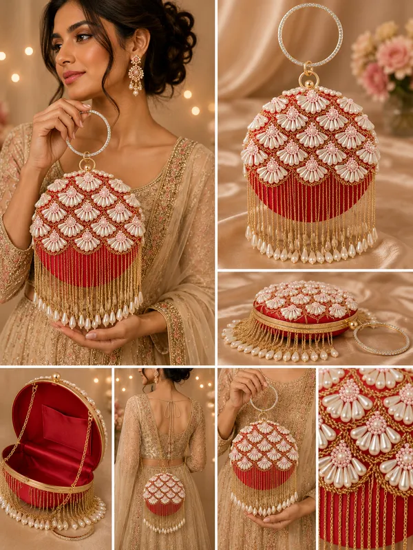 Red_Polyurethane_Clutch_For_Women
