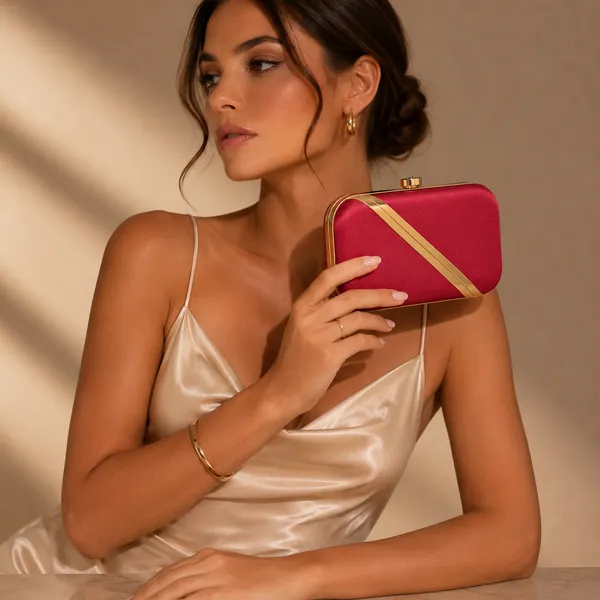 Maroon_Polyurethane_Clutch_For_Women