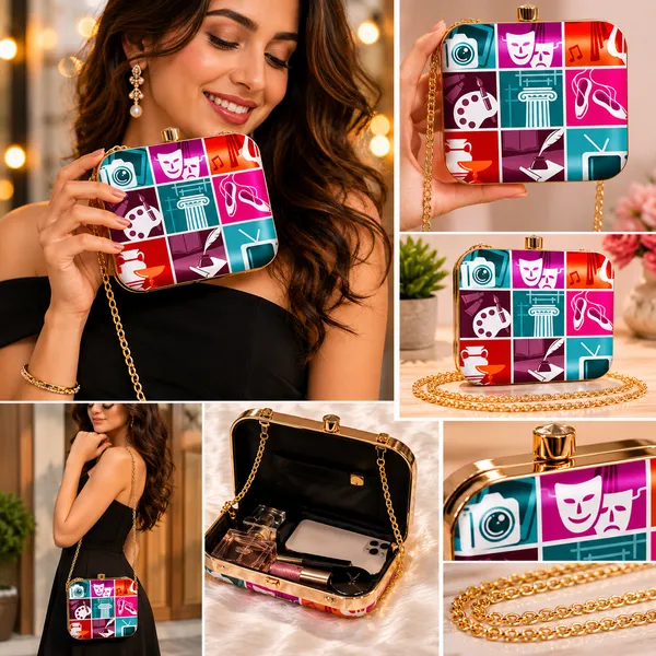 Multicolor_Polyurethane_Clutch_For_Women