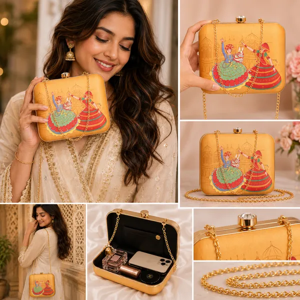 Mustard_Polyurethane_Clutch_For_Women
