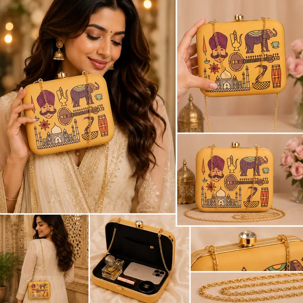 Yellow_Polyurethane_Clutch_For_Women