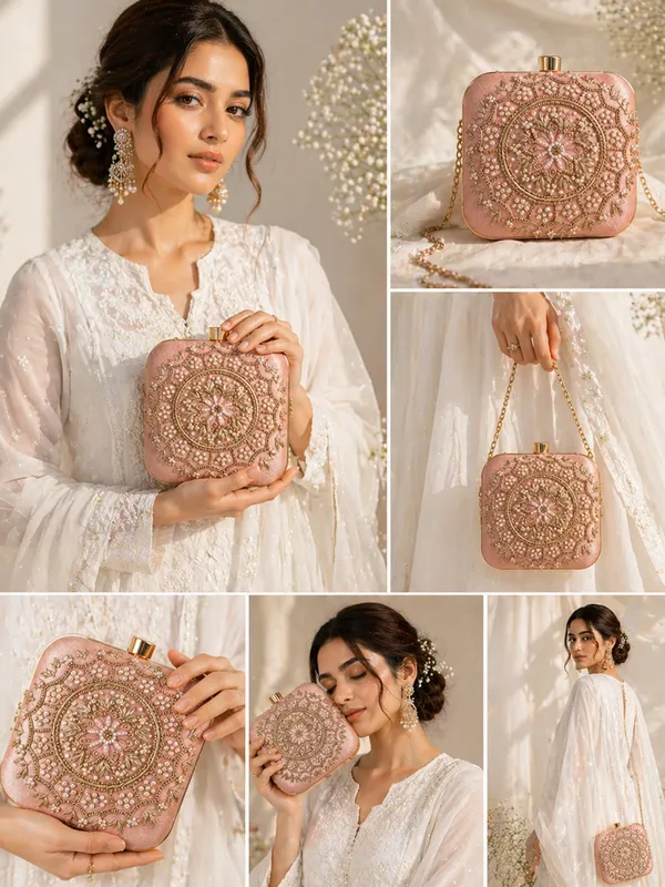 Peach_Velvet_Clutch_For_Women