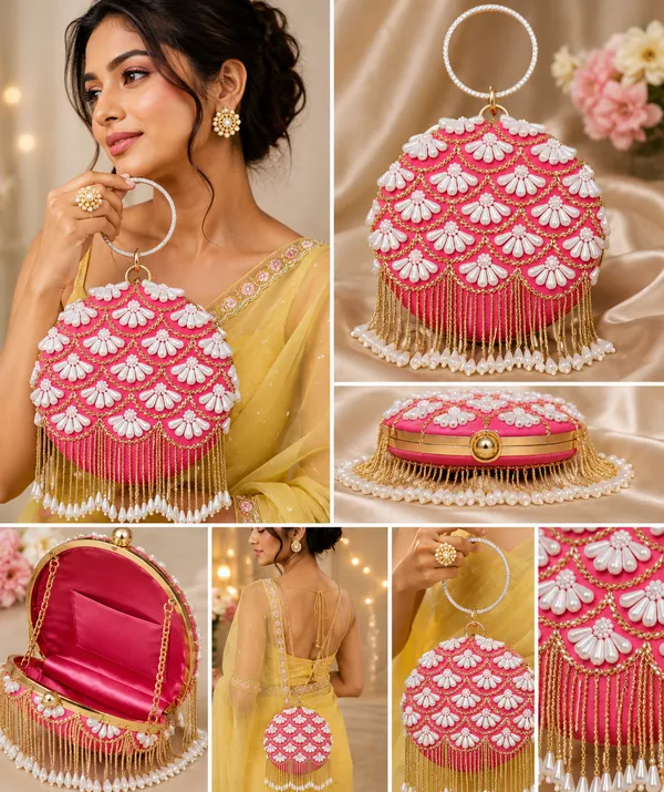 Pink_Polyurethane_Clutch_For_Women