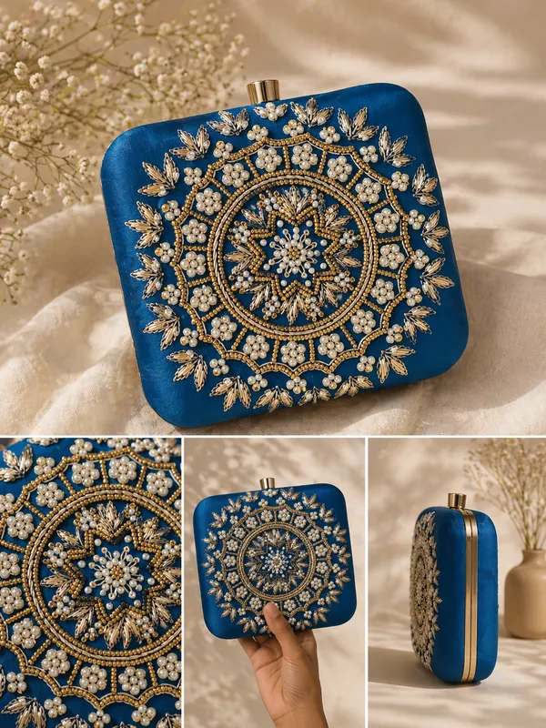 Blue_Polyurethane_Clutch_For_Women