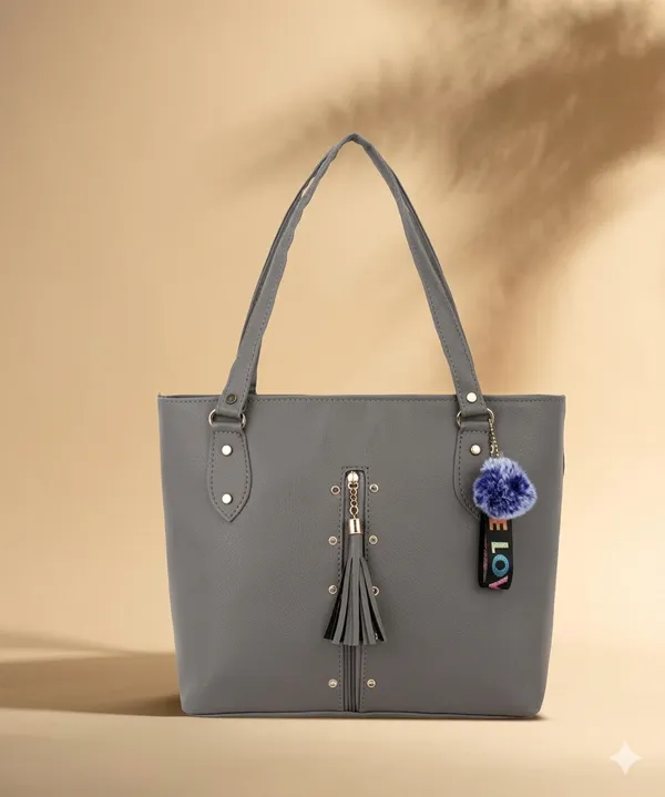 Grey_Polyurethane_Handbag_For_Women