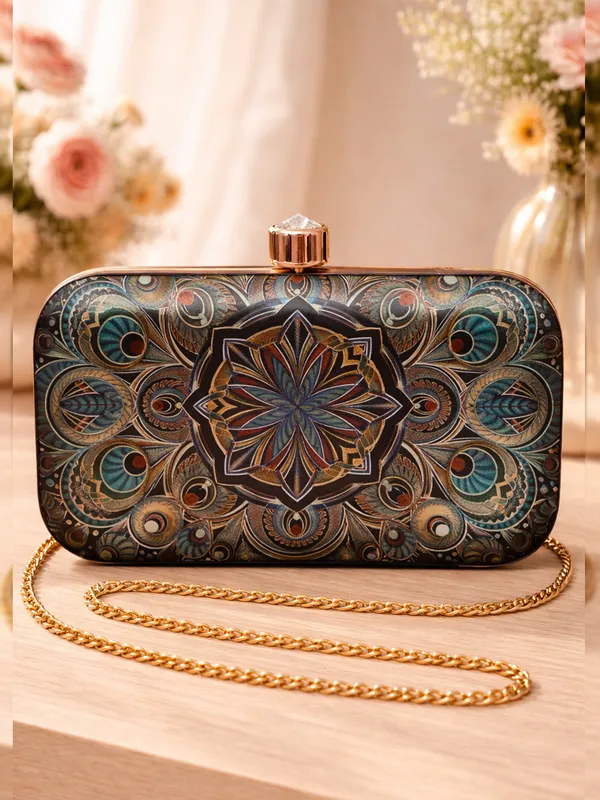 Blue_Polyurethane_Clutch_For_Women