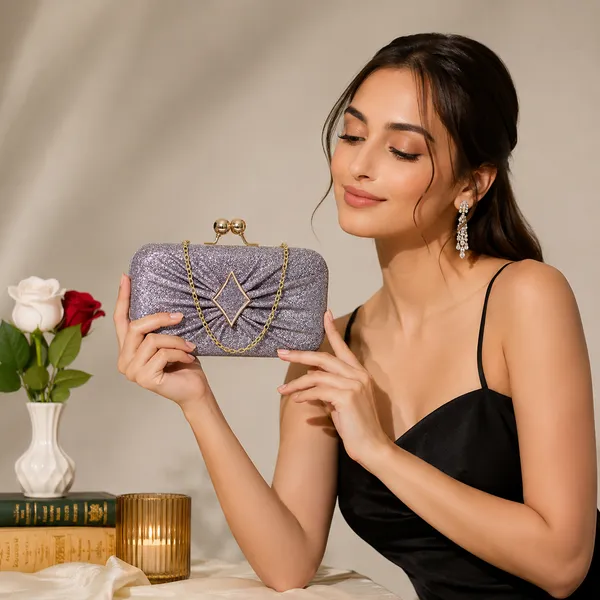 Blue_Polyurethane_Clutch_For_Women