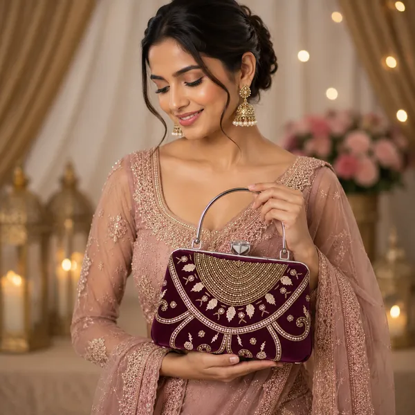 Maroon_Polyurethane_Clutch_For_Women