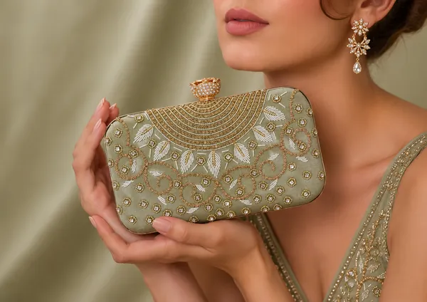 Green_Polyurethane_Clutch_For_Women