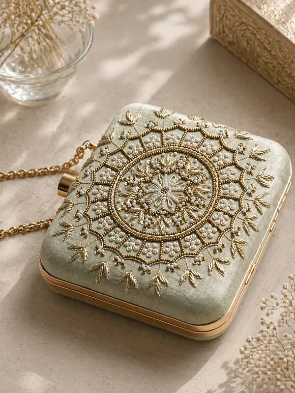 Green_Polyurethane_Clutch_For_Women