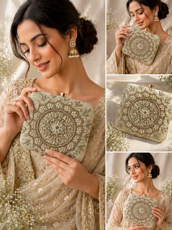 Green_Polyurethane_Clutch_For_Women