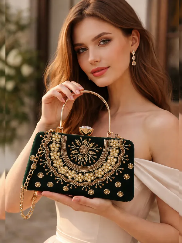 Green_Polyurethane_Clutch_For_Women