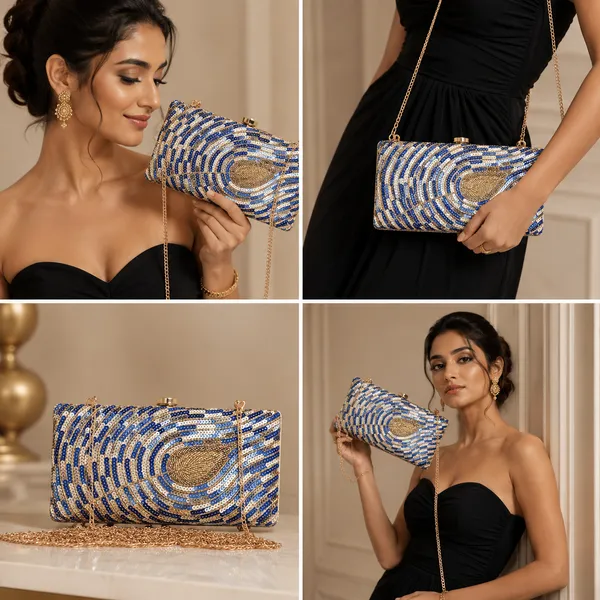 Blue_Polyurethane_Clutch_For_Women