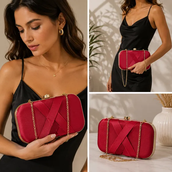 Red_Polyurethane_Clutch_For_Women