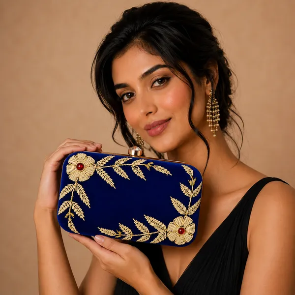 Blue_Polyurethane_Clutch_For_Women