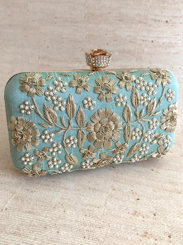 Lightblue_Polyurethane_Clutch_For_Women