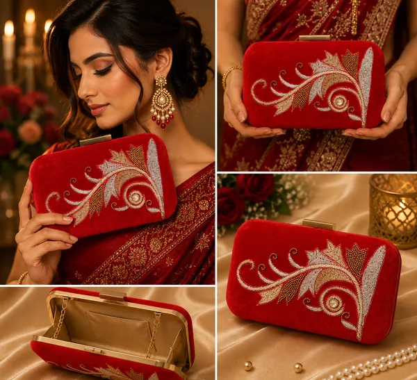 Red_Polyurethane_Clutch_For_Women