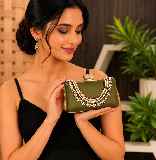 Green_Polyurethane_Clutch_For_Women