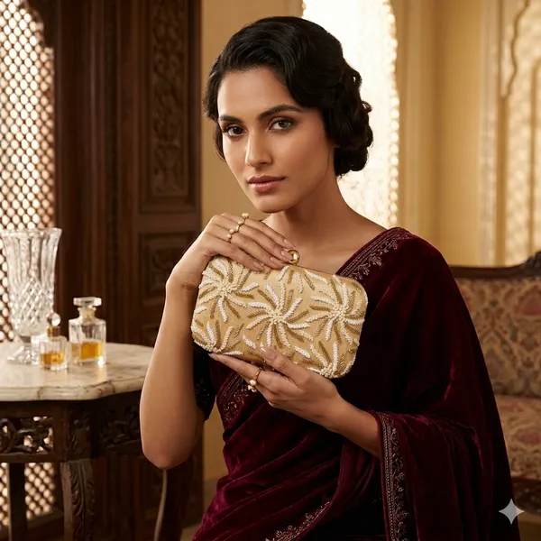 Beige_Polyurethane_Clutch_For_Women