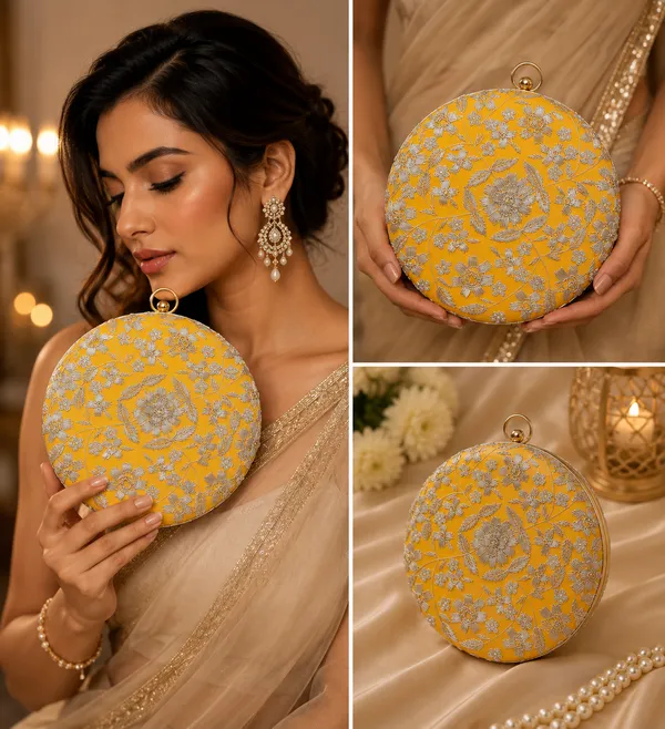 Yellow_Polyurethane_Clutch_For_Women