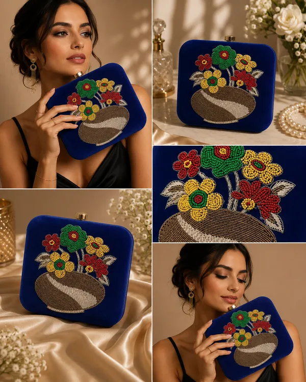Blue_Polyurethane_Clutch_For_Women