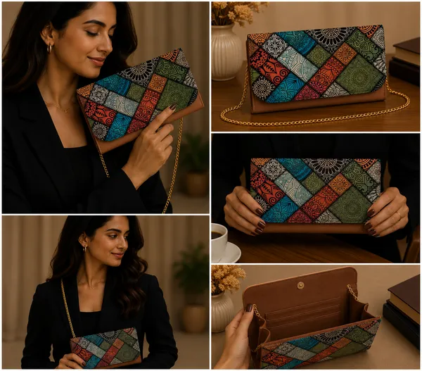 Brown_Polyurethane_Clutch_For_Women