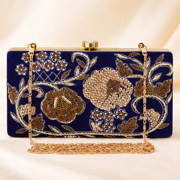 Blue_Polyurethane_Clutch_For_Women
