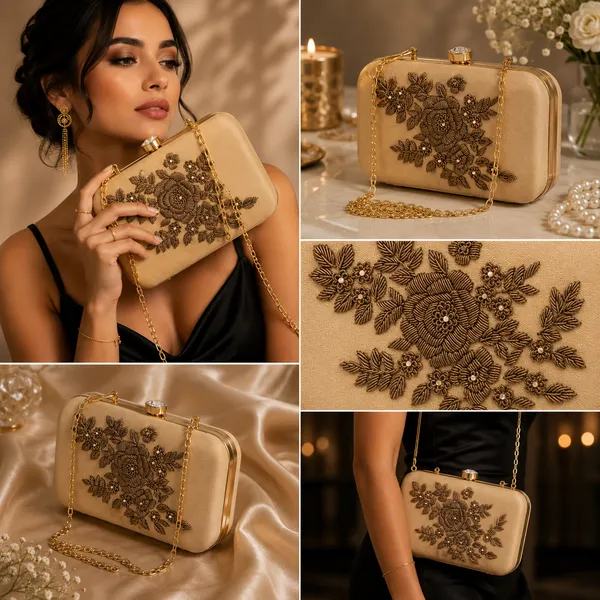 Gold_Polyurethane_Clutch_For_Women