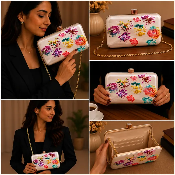 White_Polyurethane_Clutch_For_Women