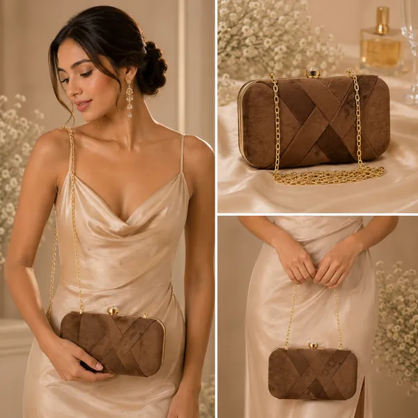 Brown_Polyurethane_Clutch_For_Women