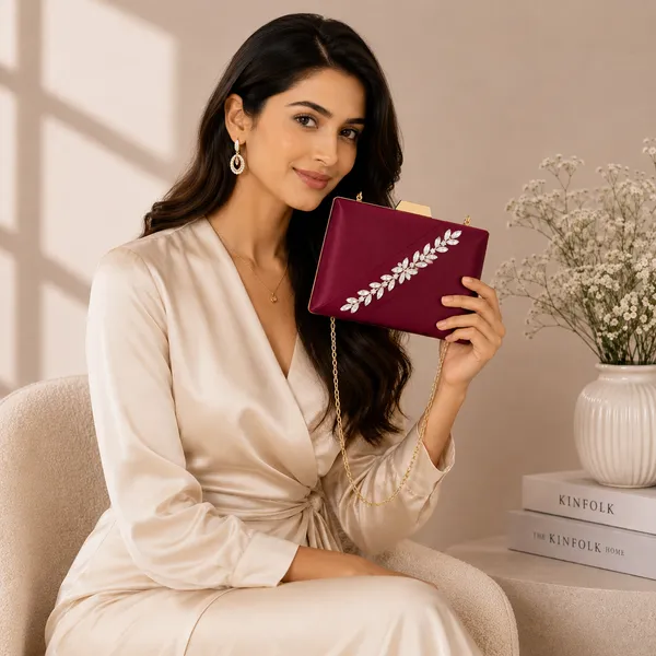 Maroon_Velvet_Clutch_For_Women