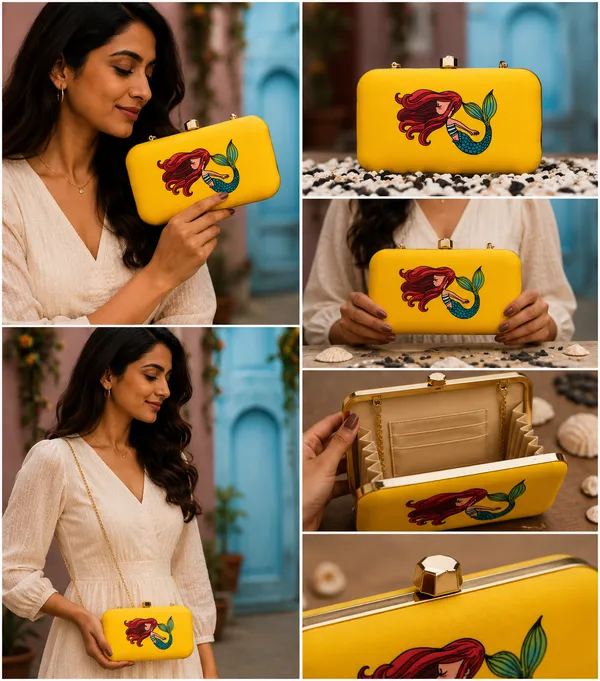 Yellow_Polyurethane_Clutch_For_Women