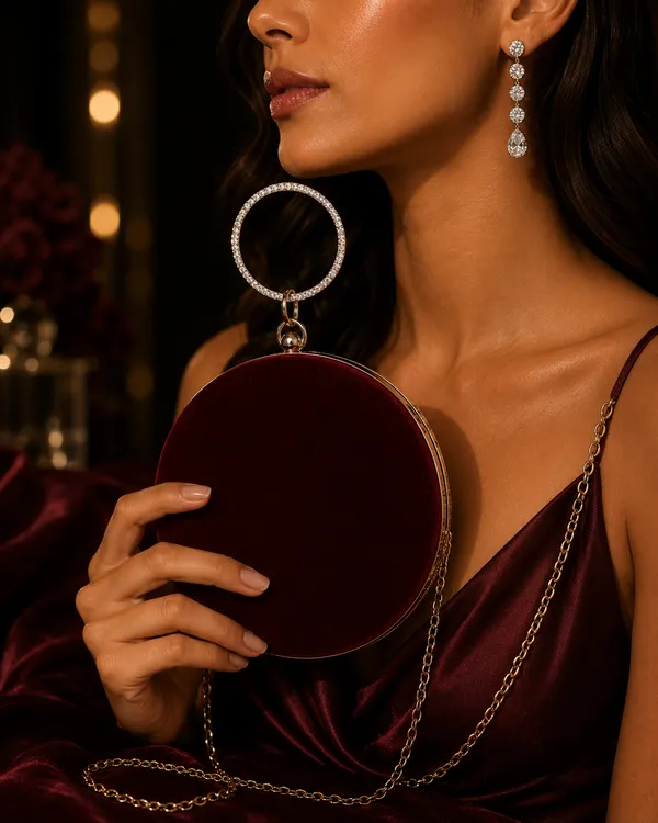 Maroon_Polyurethane_Clutch_For_Women