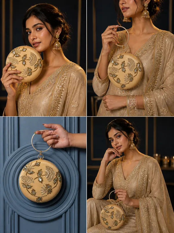 Gold_Polyurethane_Clutch_For_Women