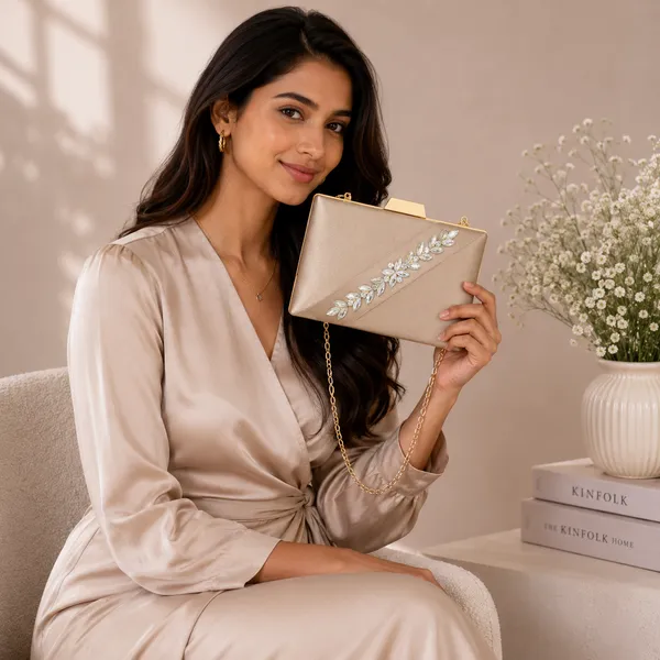 Peach_Polyurethane_Clutch_For_Women