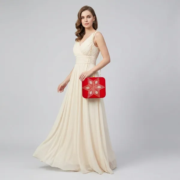 Red_Polyurethane_Clutch_For_Women