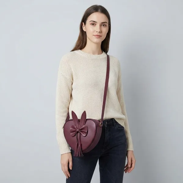 Maroon_Polyurethane_Clutch_For_Women