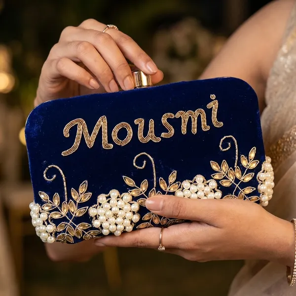 Navyblue_Polyurethane_Clutch_For_Women
