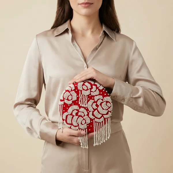 Red_Polyurethane_Clutch_For_Women