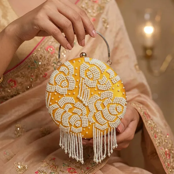 Yellow_Polyurethane_Clutch_For_Women